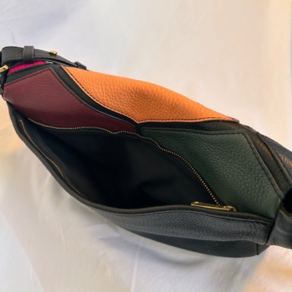 Fossil Leather Patchwork Colorblock Crossbody Bag… - image 6